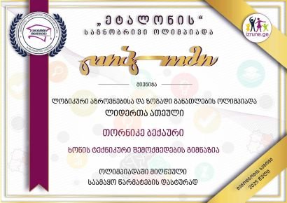 ჩვენი სკოლის წარმატებული მოსწავლე თორნიკე ბექაურს